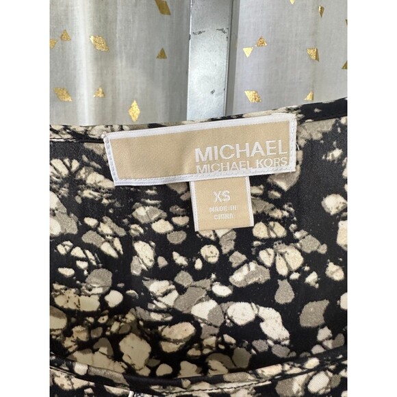 Michael Kors Boat Keyhole Neckline Balloon Sleeves Smocked Waist Hem Blouse XS - Picture 5 of 6